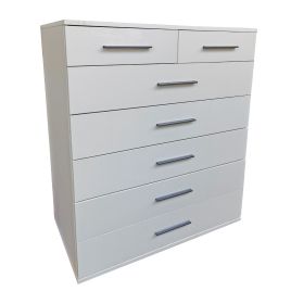 TUNIS White Chest of Drawers - Large-sized, 7 Drawers Matte Finish