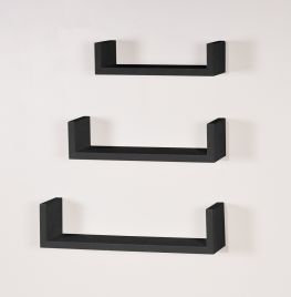 Hudson 3PC U-Shape Floating Display Shelf Kit - Matt Black