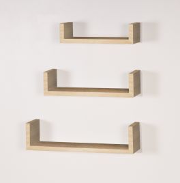 Hudson 3PC U-Shape Floating Display Shelf Kit - Oak