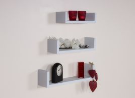 Hudson 3PC U-Shape Floating Display Shelf Kit - Matt White