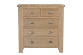 EDWARDIAN Oak Finish Chest of Drawers - Medium-sized, 5 Drawers