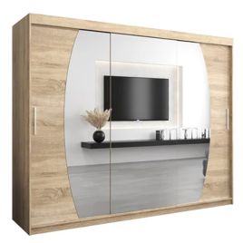 Sliding Wardrobe - WRIGHT 3 Door Mirrored Wardrobe Oak Sonoma 250cm