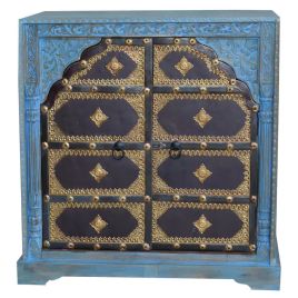 Solid Mango Wood Accent Hand Painted Small Sideboard