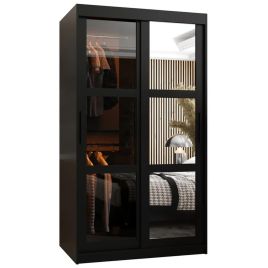 Sliding Wardrobe - SMOKY 2 Door Mirrored Wardrobe Black 100cm