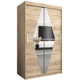 Sliding Wardrobe - SPURDLE 2 Door Mirrored Wardrobe Oak Sonoma 120cm