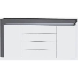 Barron High Gloss 2 Door Sideboard With 4 Drawers and LED Lights - Grey And White