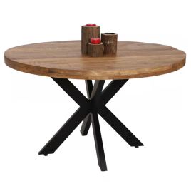 Barnsley Stylish Black X Shape Metal Frame Round Dining Table - 130x130cm