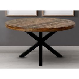 Barnsley Stylish Black X Shape Metal Frame Round Dining Table - 170cm