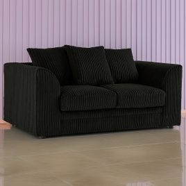 Desmond Jumbo Cord 2 Seater Scatterback Sofa - Black