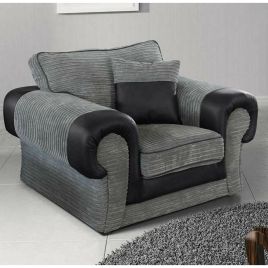 Lorraine Jumbo Cord Armchair - Grey and Black