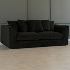 Desmond Jumbo Cord 3 Seater Scatterback Sofa - Black