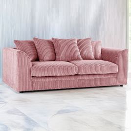 Desmond Jumbo Cord 3 Seater Scatterback Sofa - Pink