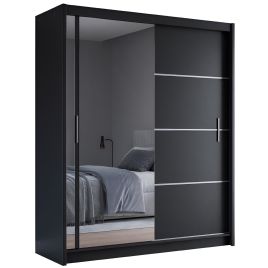 Broadland Sliding Door 180cm Wardrobe with Mirror - Black