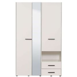 Wardrobe - HIGHAM 3 Door Mirrored Wardrobe White 127.5cm
