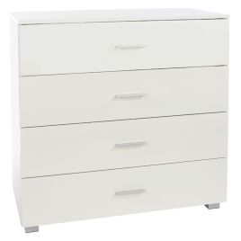 LINTON I White Chest of Drawers - Medium-sized, 4 Drawers