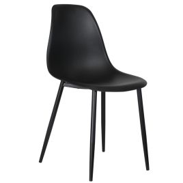 Black Metal Legs Frame Curve Chair Black Plastic Seat - Set of 2