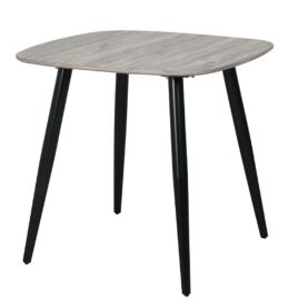 Black Tapered Legs Compact Square Dining Table - Grey Oak Effect