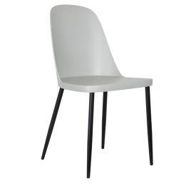 Black Metal Legs Curved Design Dining Chair Light Grey Plastic Seat - Set of 2