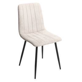 Black Solid Metal Frame Straight Stitch Natural Fabric Dining Chair - Set of 2