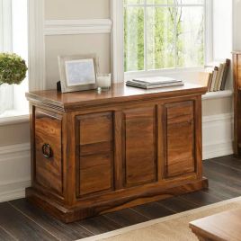 Crowley Sheesham Wood Thakat Box Trunk Ottoman Storage - Brown