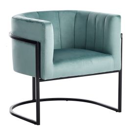 LARVIK Metal Frame Velvet Armchair - Mint Green