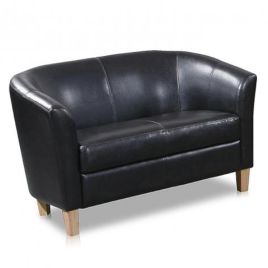 Bexhill 2 Seater Faux Leather Sofa - Black