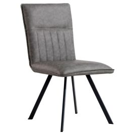 Metal Angled Leg Design PU Grey Dining Chair