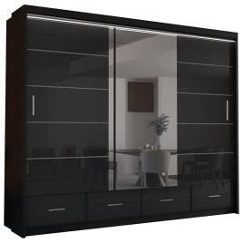 Sliding Wardrobe - CHESHAM 3 Door Mirrored Wardrobe Black 255cm