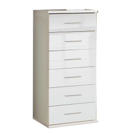 White Chest of Drawers - CALLISTO Tallboy Medium Chest  6 Drawers