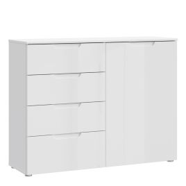 SKEGNESS I White Chest of Drawers - Large-sized, 4 Drawers