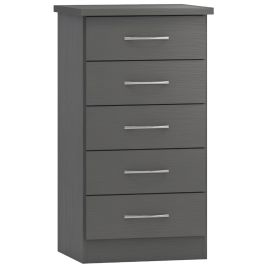 NEWBIGGIN V Grey Chest of Drawers - Tallboy, Small-sized, 5 Drawers