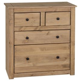 PRESTON I Natural Finish Chest of Drawers - Medium-sized, 4 Drawers