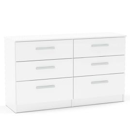LYTHAM I White Chest of Drawers - Large-sized, 6 Drawers, Double
