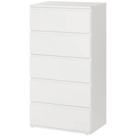 HERON White Chest of Drawers - Tallboy, Medium-sized, 5 Drawers