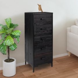 HOCKLEY Black Chest of Drawers - Tallboy, Medium-sized, 5 Drawers