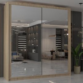 Sliding Wardrobe - CHICAGO II 2 Door Mirrored Wardrobe Oak - 120cm