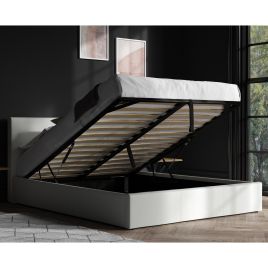 Madrid Faux Leather Ottoman White Bed Frame - Small Double 4ft
