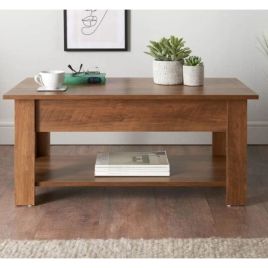 Rustic Wooden Coffee Table With Lift Up Top and Large Under Shelf Storage