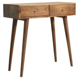 GENOVA Contemporary Rattan Design Console Table in Oak-ish Finish