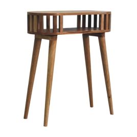 Contemporary Japanese Style Solid Mango Wood Console Table - Oak Finish