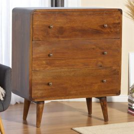 CROMER Oak Finish Chest of Drawers - Medium-sized, 3 Drawers, Ready Assembled