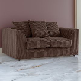 Desmond Jumbo Cord 2 Seater Scatterback Sofa - Chocolate Brown