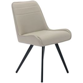High Back Black Leg PU Fabric Dining Chair - Taupe