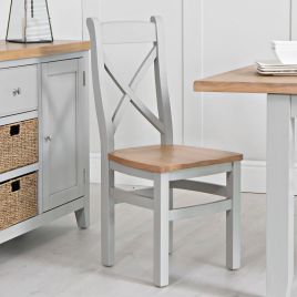 Quantum Cross Back Wooden Seat Dining Chair - Grey