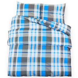 Duvet Cover Set Blue and Grey 220x240cm Cotton