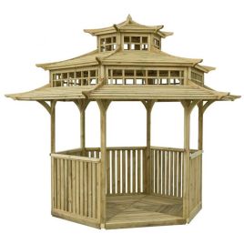 Oriental Design Japanese Garden Centerpiece Pagoda – Natural Timber Finish