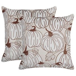Spooky Harvest Velvet Cushion 2 Set 45x45cm - Beige