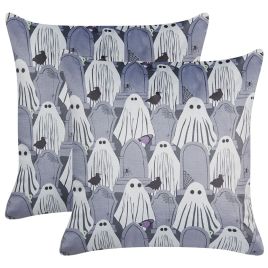 Haunted Spirits Velvet Cushion Set 45x45cm - Grey