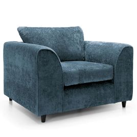 Armchair - HENRY Crushed Chenille Fabric Sofa Armchair - Dark Blue