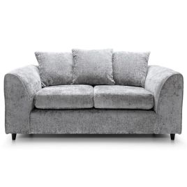 2 Seater Sofa - HENRY Crushed Chenille Fabric Sofa - Light Grey